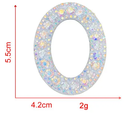 AB colour rhinestone letter emblem badge patch cloth sticker self-adhesive on white background
