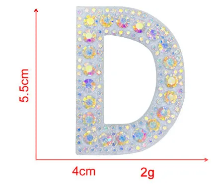 AB colour rhinestone letter emblem badge patch cloth sticker self-adhesive on white background