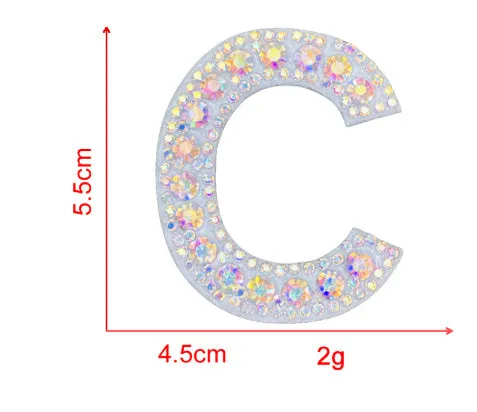 AB colour rhinestone letter emblem badge patch cloth sticker self-adhesive on white background