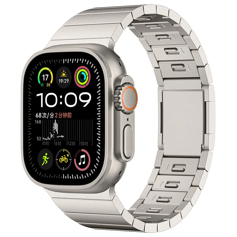 Stainless steel magnetic clasp Apple Watch strap in business style design showing seven colour options