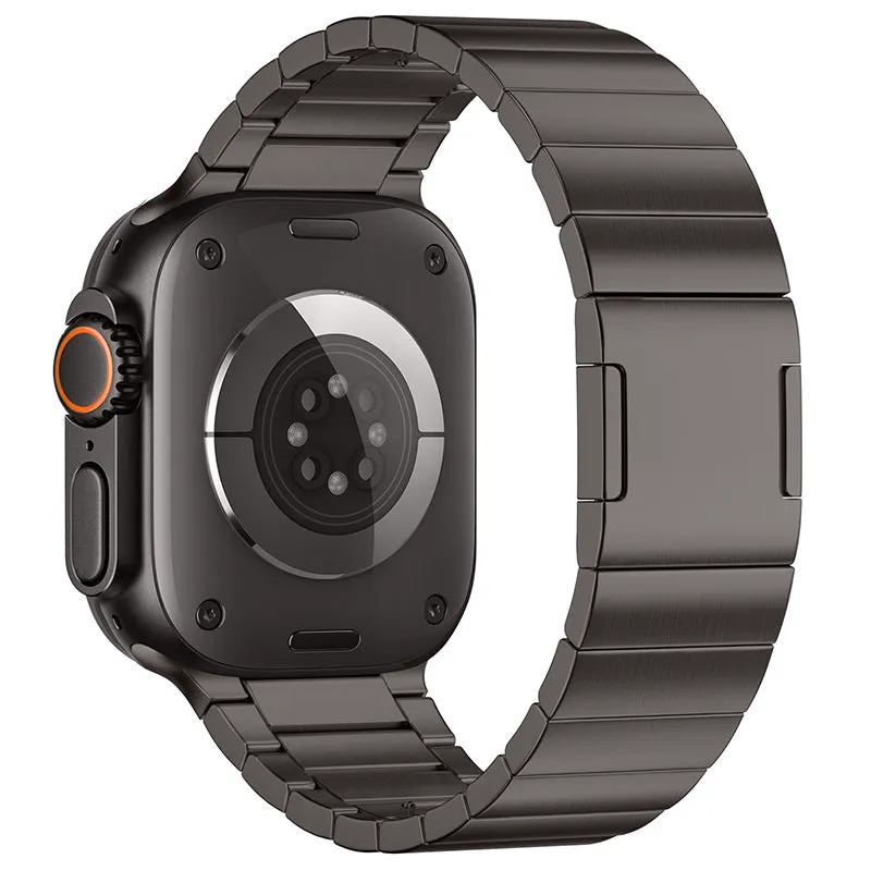 Stainless steel magnetic clasp Apple Watch strap in business style design showing seven colour options
