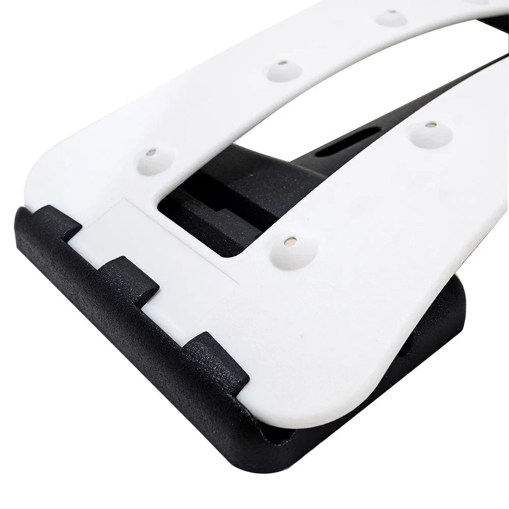 Portable lumbar massage spine stretching support cushion white and black with dimensions 40x25.5x5CM