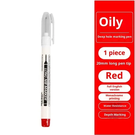 Multi-color deep hole long head marking pen with 20mm tip, four colours black red blue green, xylene free fast drying ink