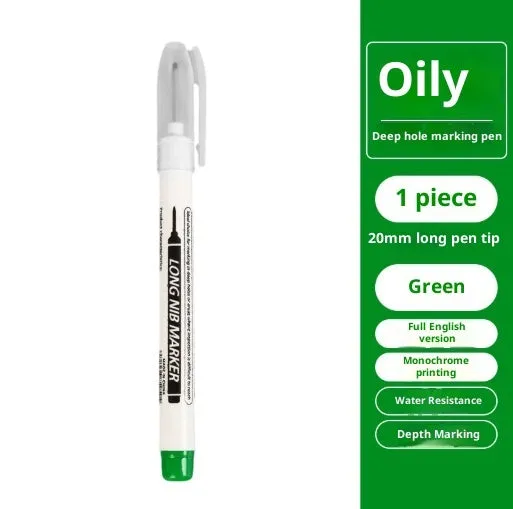 Multi-color deep hole long head marking pen with 20mm tip, four colours black red blue green, xylene free fast drying ink
