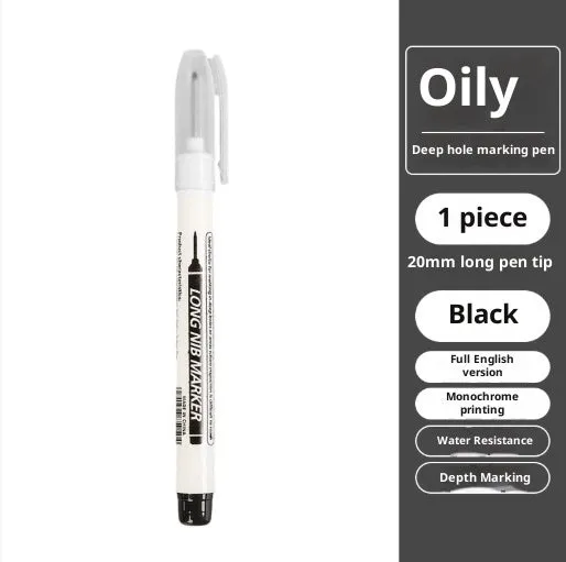 Multi-color deep hole long head marking pen with 20mm tip, four colours black red blue green, xylene free fast drying ink