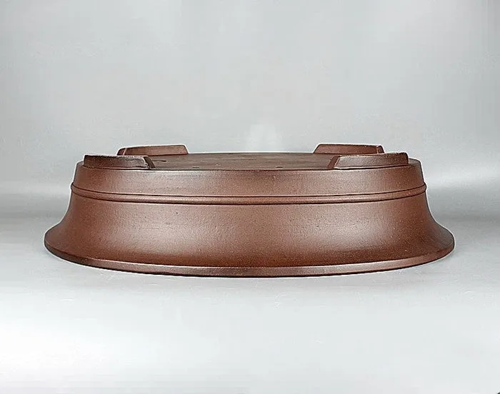 Handmade antique oval bonsai pot in Yixing purple mud, 66cm long, for pine and cypress
