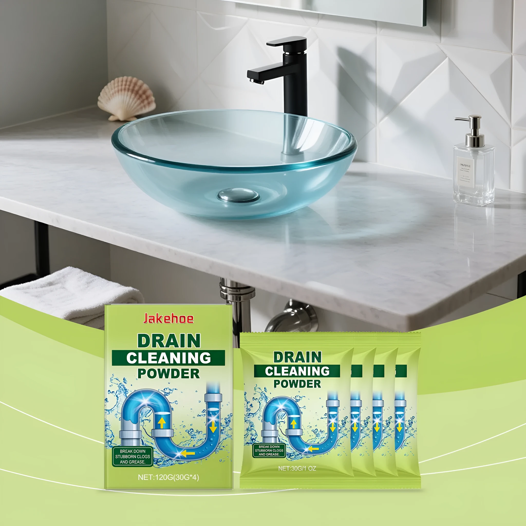 120g drain cleaning powder pack for kitchen and bathroom pipe blockages