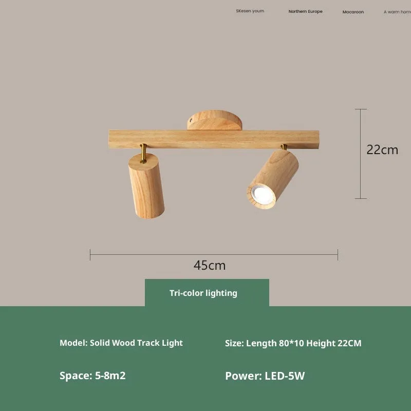 Simple log style spotlight ceiling lamp with 2 heads and 3 colour LED neutral light for living room