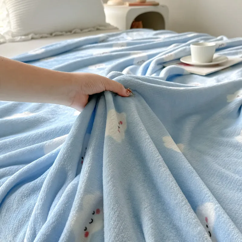 Class A milk velvet blanket thickened warm double-sided polyester throw with cartoon anime pattern