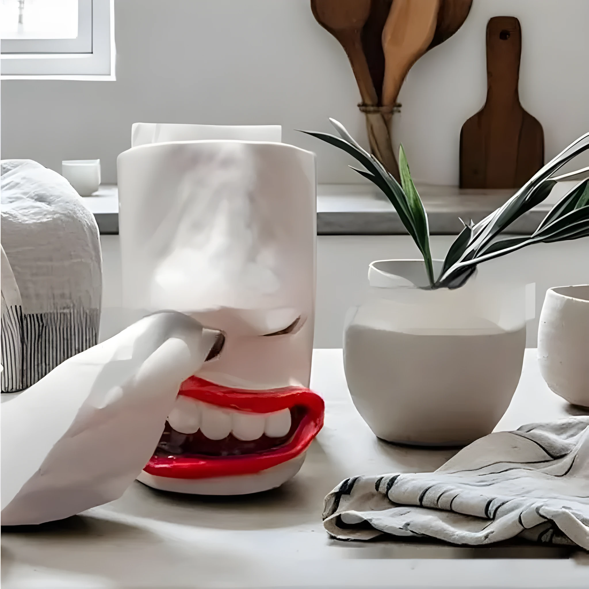 Decorative resin tissue box holder with American-style design on a desktop