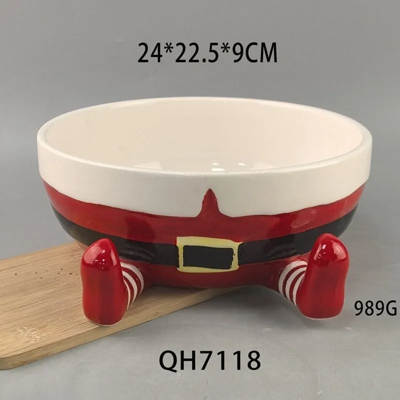 White porcelain ceramic Christmas fruit plate snack tray with modern simplicity design, suitable for holiday gifting