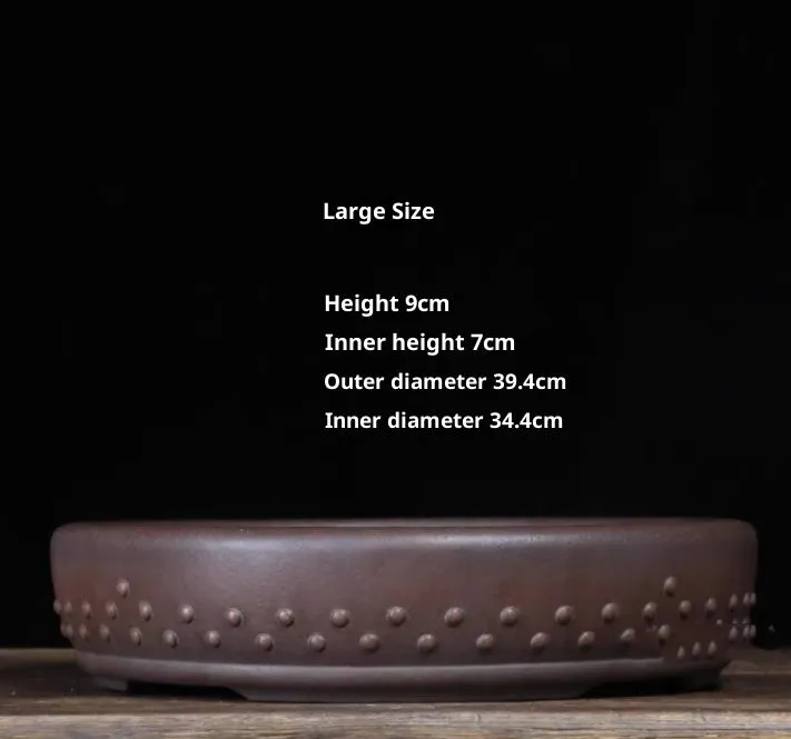 Large round mouth classical handmade purple clay flowerpot with breathable ceramic construction for desktop or floor use