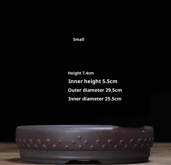 Large round mouth classical handmade purple clay flowerpot with breathable ceramic construction for desktop or floor use