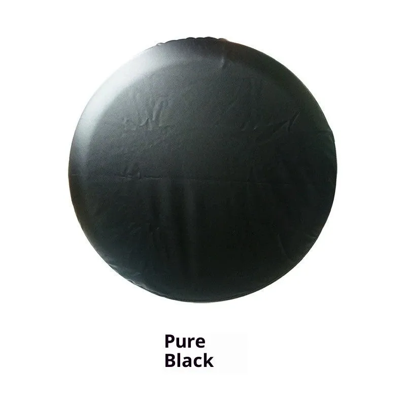 Pure black PVC faux leather spare tyre bag on a 16 inch car wheel