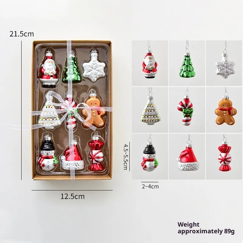 Glass Christmas snowman old man pendant hanging ornament with loop, transparent glass finish, modern simple style decoration