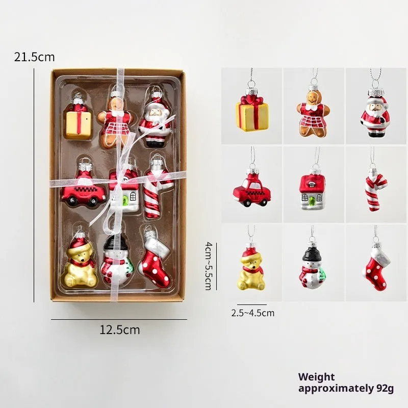 Glass Christmas snowman old man pendant hanging ornament with loop, transparent glass finish, modern simple style decoration