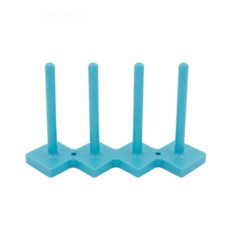 Plastic sewing machine bobbin storage rack with magnetic wire core bracket and four columns in blue, green, orange, red