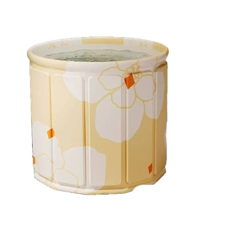 Foldable adult bath tub in sky blue colour made from thickened water-repellent cloth with drain pipe cushion