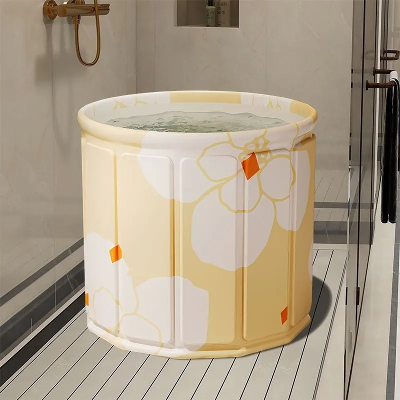 Foldable adult bath tub in sky blue colour made from thickened water-repellent cloth with drain pipe cushion