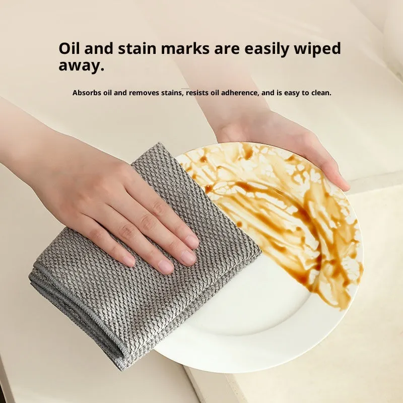 Thickened kitchen special wipe in microfiber – absorbent cloth with lanyard, 30x40cm, beige colour