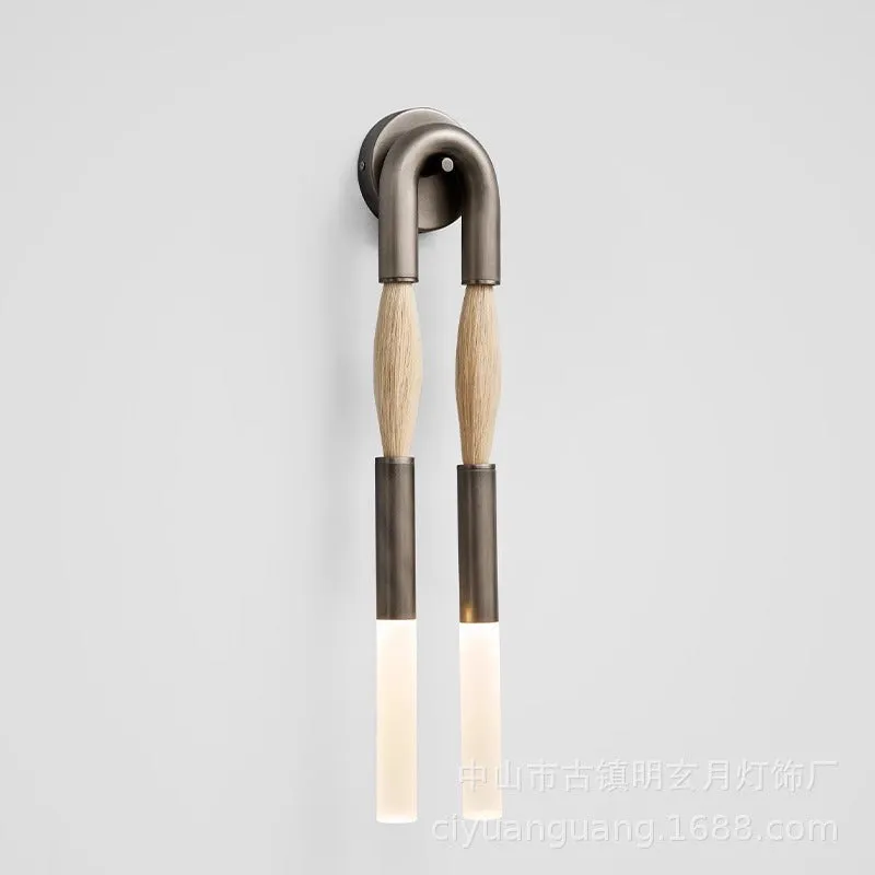 Horse hair wall chandelier with iron body in black modern simplicity style