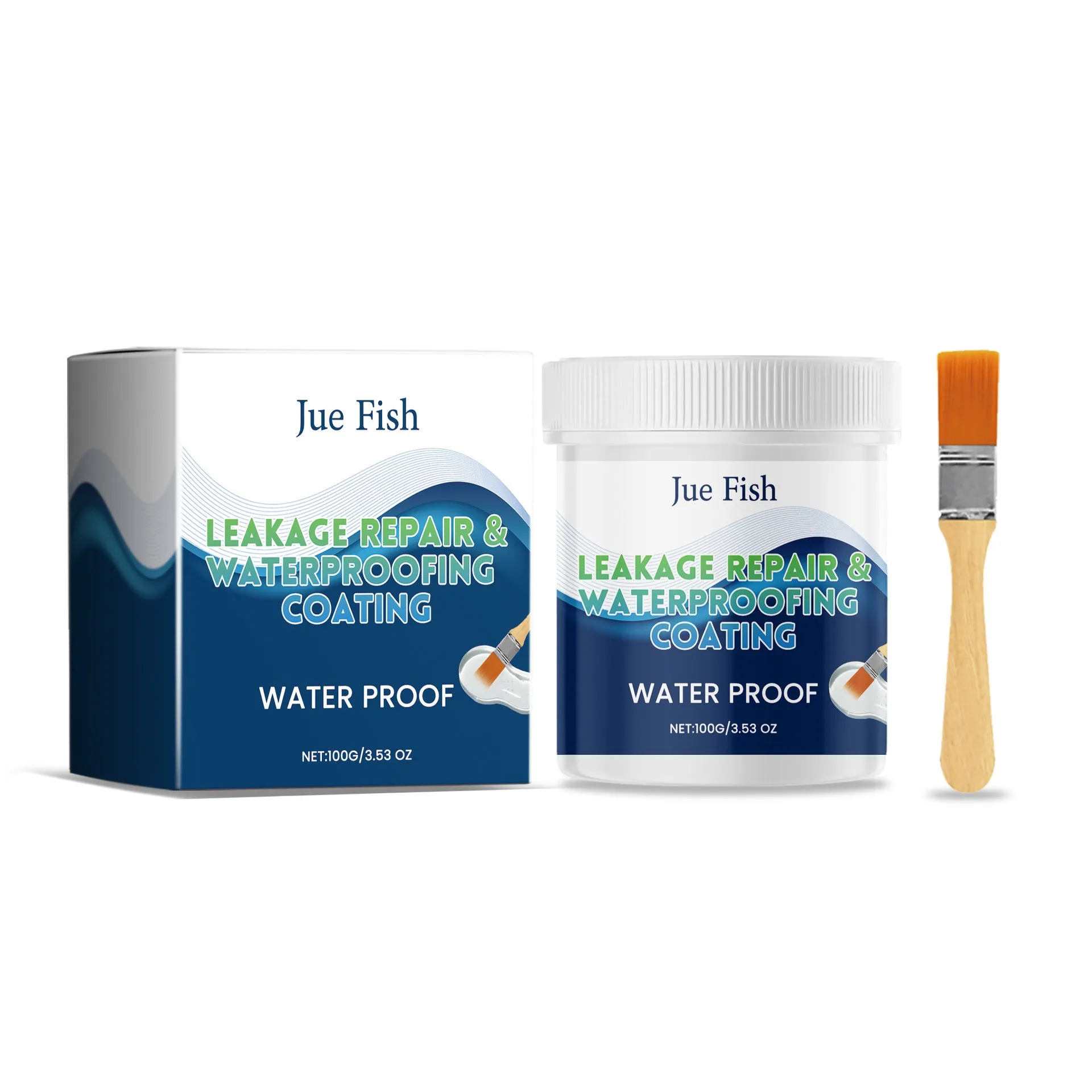 100g multi-purpose leak-repairing paint pot with brush for roof, wall, and asphalt waterproof repairs
