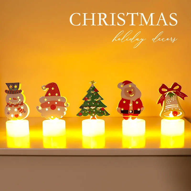 LED electronic candle light plastic decoration Santa Claus Christmas tree snowman bell design
