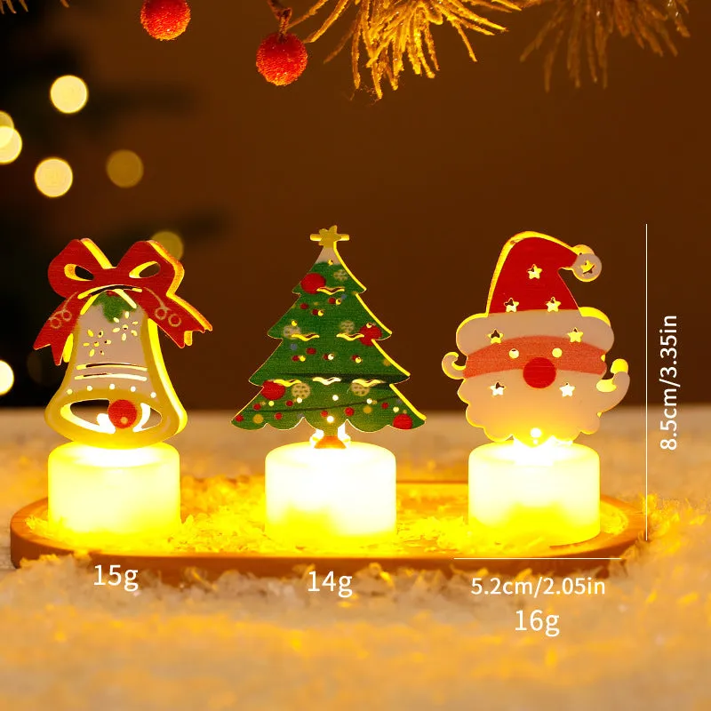 LED electronic candle light plastic decoration Santa Claus Christmas tree snowman bell design