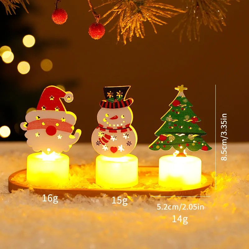LED electronic candle light plastic decoration Santa Claus Christmas tree snowman bell design