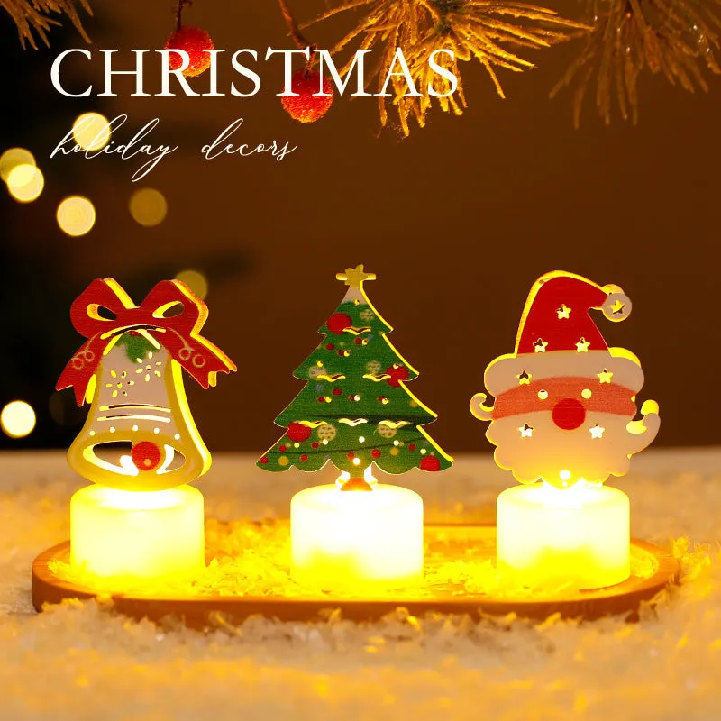 LED electronic candle light plastic decoration Santa Claus Christmas tree snowman bell design