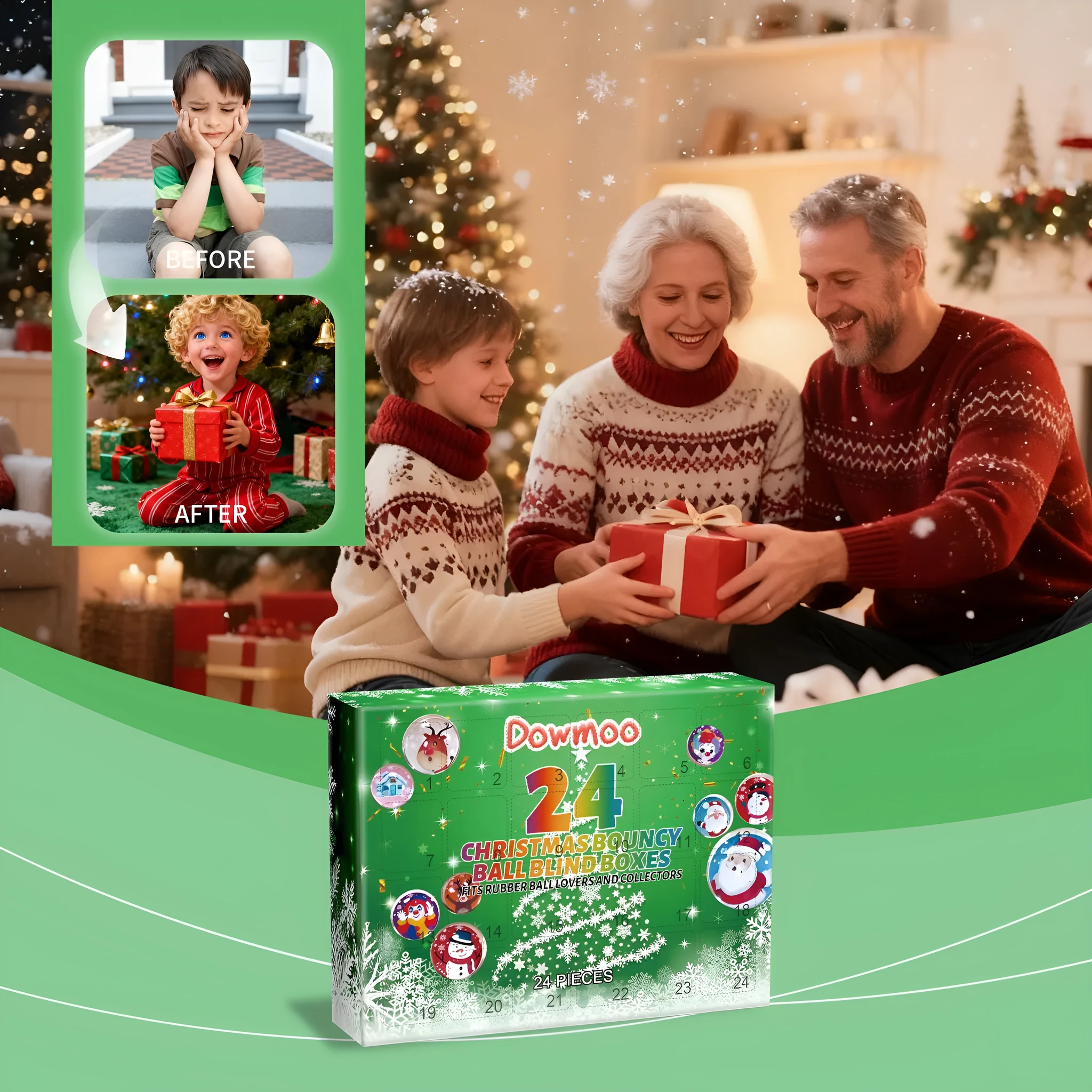 24 Grid Christmas Elastic Ball Blind Box with assorted rubber balls