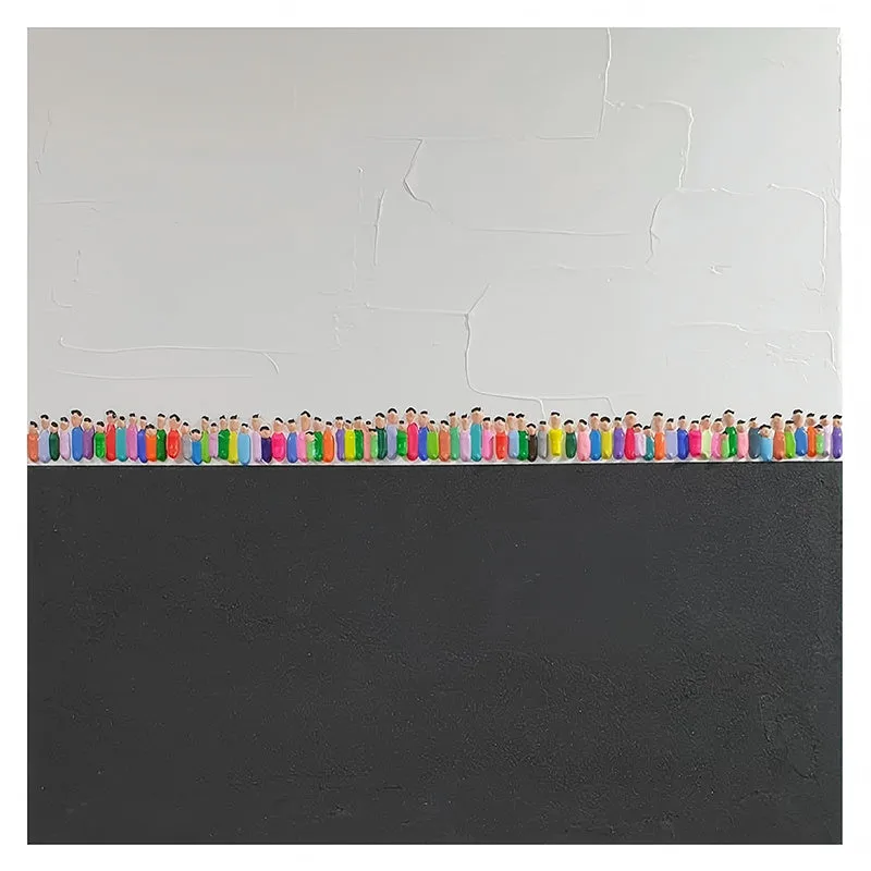 Modern abstract hand-painted oil painting on square canvas, texture character design, available in various sizes for living room wall art