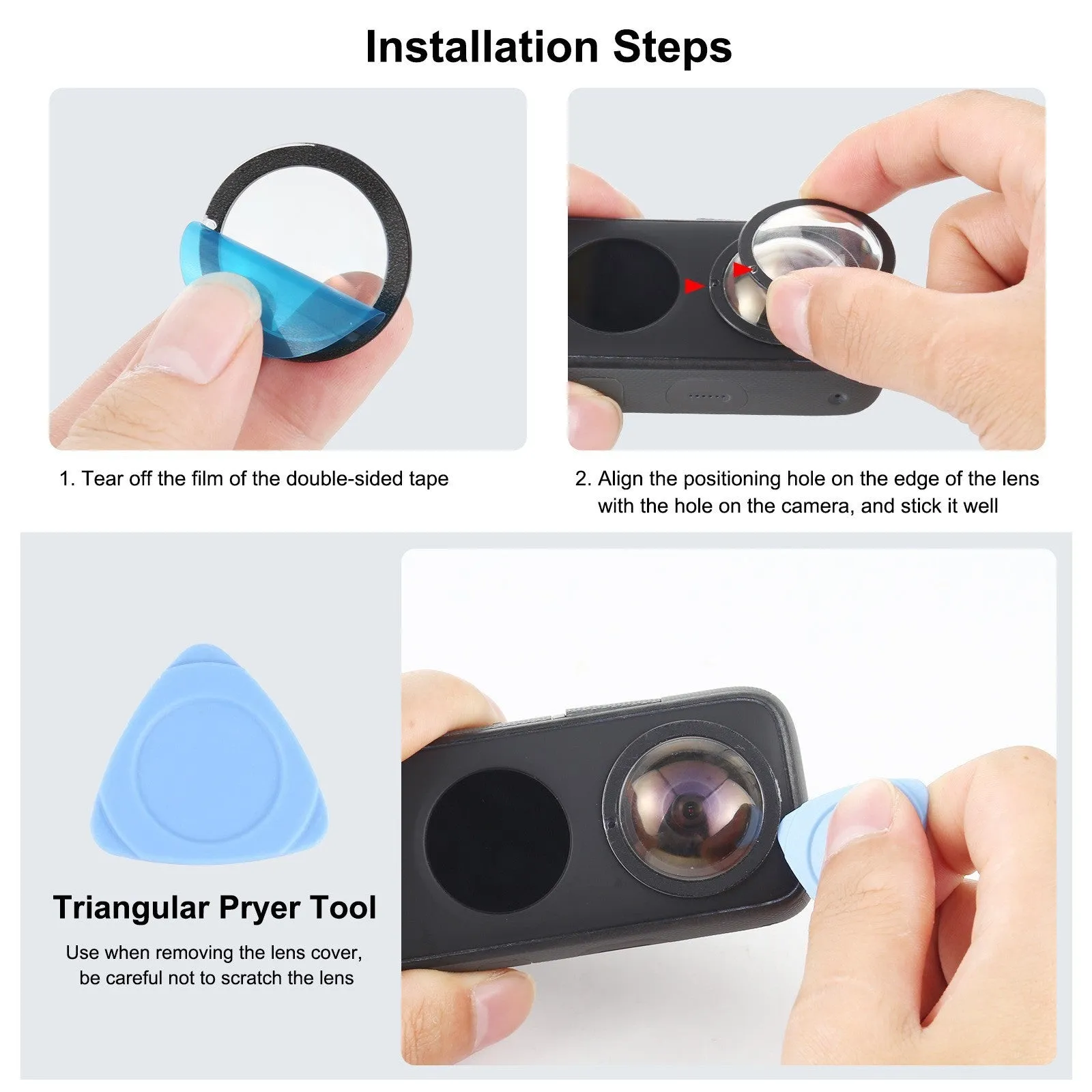 Insta360 One X2 optical tempered glass protective film transparent colourless 3.3 x 0.9cm camera lens protector