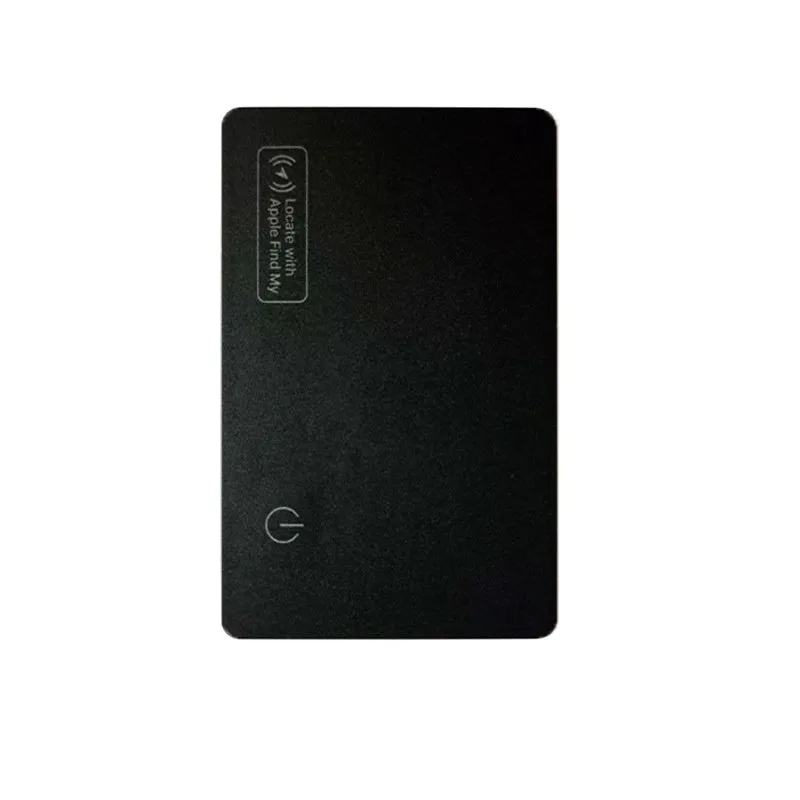 Ultra-thin black leather anti-loss alarm card measuring 86x54x3mm on a flat surface