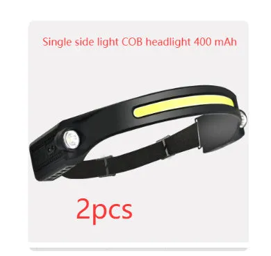 Wave induction silicone COB headlight 400 mAh single side light for outdoor fishing and mountaineering
