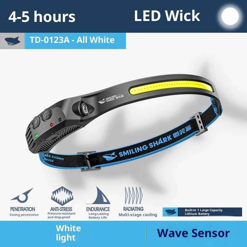 Wave induction silicone COB headlight 400 mAh single side light for outdoor fishing and mountaineering