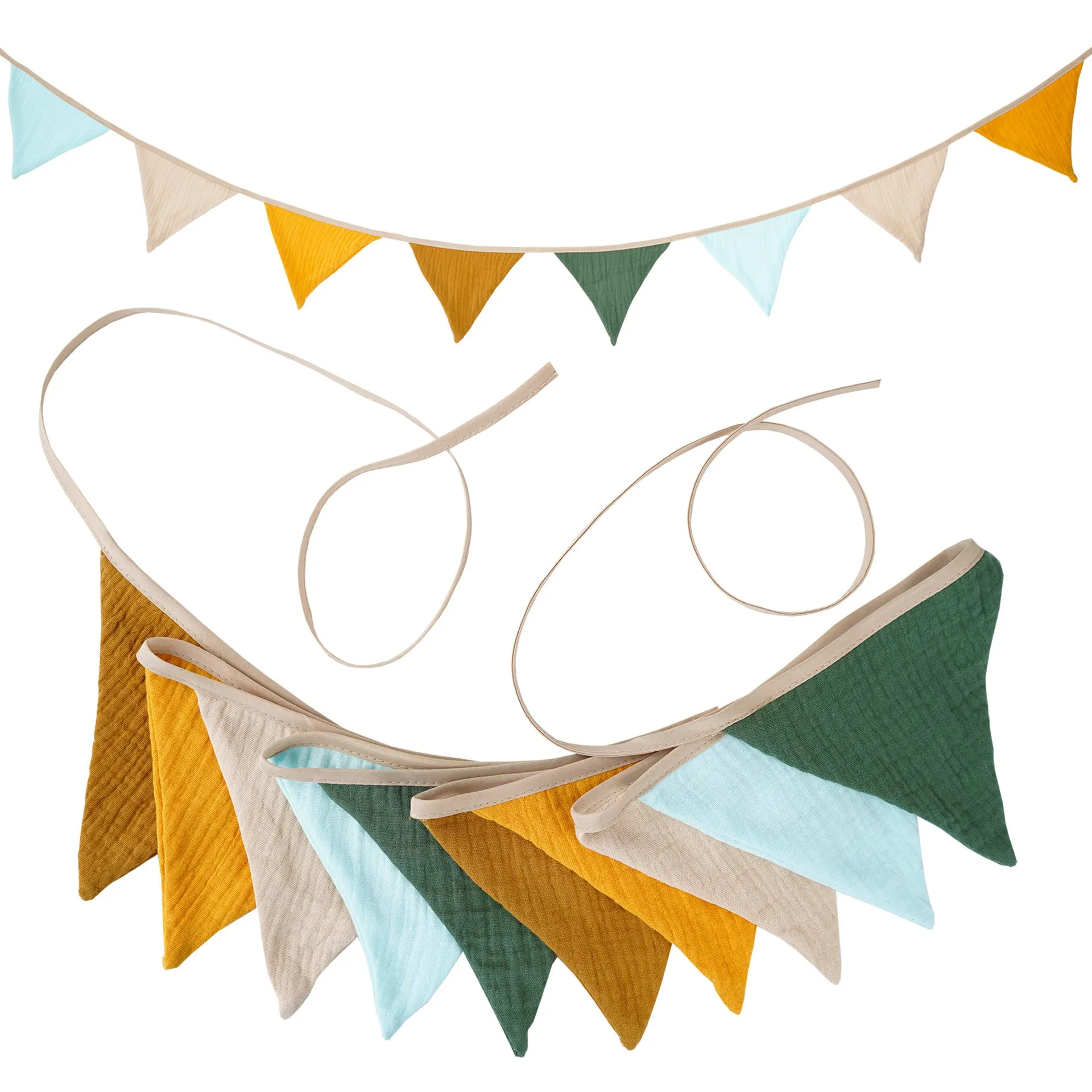 Double-layer cotton crepe pennant birthday decoration flag in Tiffany Blue 2.6 metre handmade banner