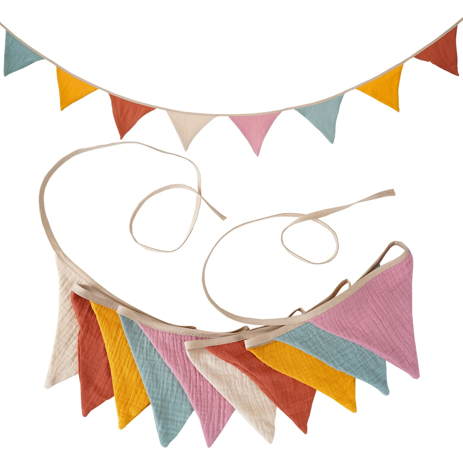 Double-layer cotton crepe pennant birthday decoration flag in Tiffany Blue 2.6 metre handmade banner