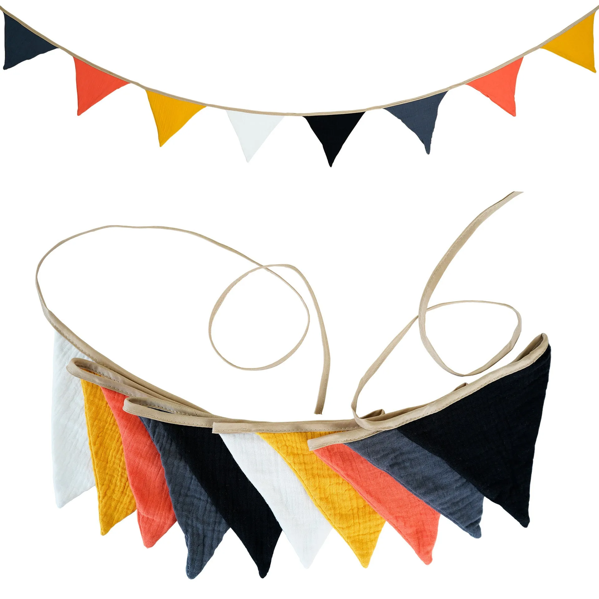 Double-layer cotton crepe pennant birthday decoration flag in Tiffany Blue 2.6 metre handmade banner