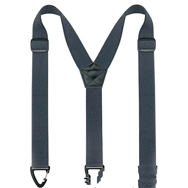 Triangle outdoor climbing hook strap in black, polyester elastic, 3.8 x 120cm, with plastic hook