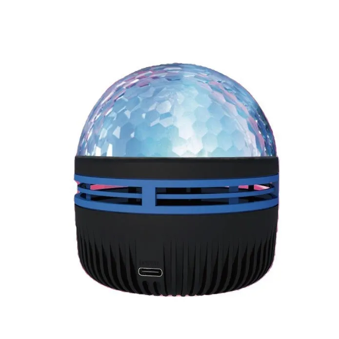 Fantasy Northern Lights projection star light with geometric PVC shade on a shelf