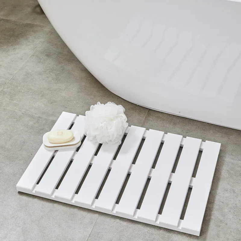 Rectangle bamboo bathroom foot pedal pad 54x36x4 cm in white right angle colour