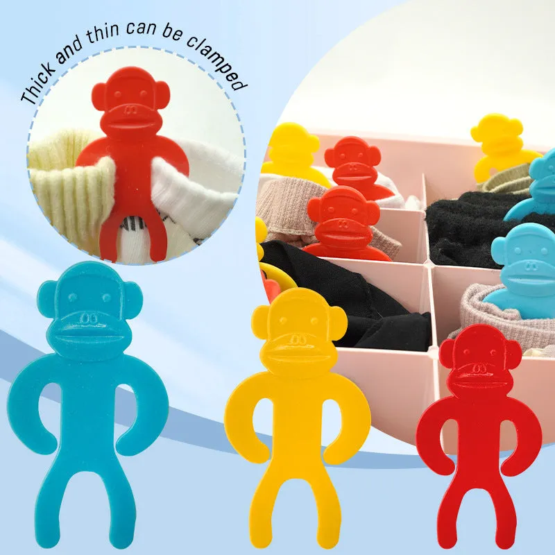 Blue, red and yellow plastic sock clips for machine wash organisation in 5 or 10 piece packs