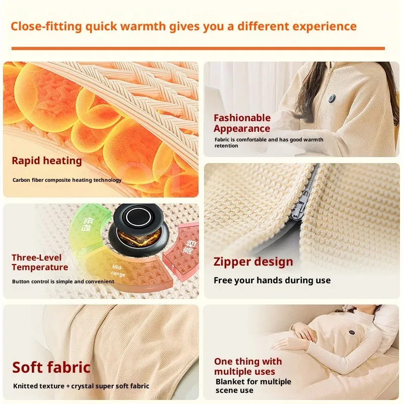 Electric blanket shawl in gardenia green double layer flannel synthetic fibre 150x80cm