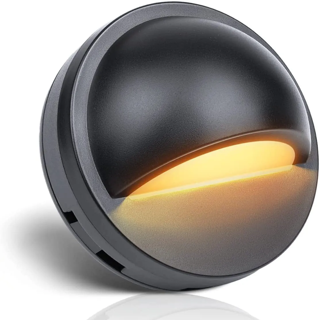 Low voltage outdoor step light for garden paths with platinum finish and compact 96mm x 55mm dimensions