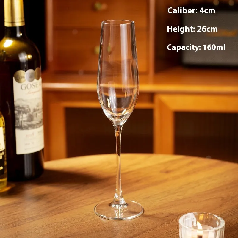 Crystal glass wine glass with pressed single-layer construction, no handle, champagne soft light finish