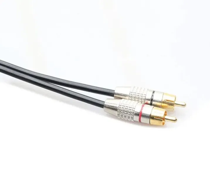 2rca double RCA audio cable in black with two male connectors, 1m length
