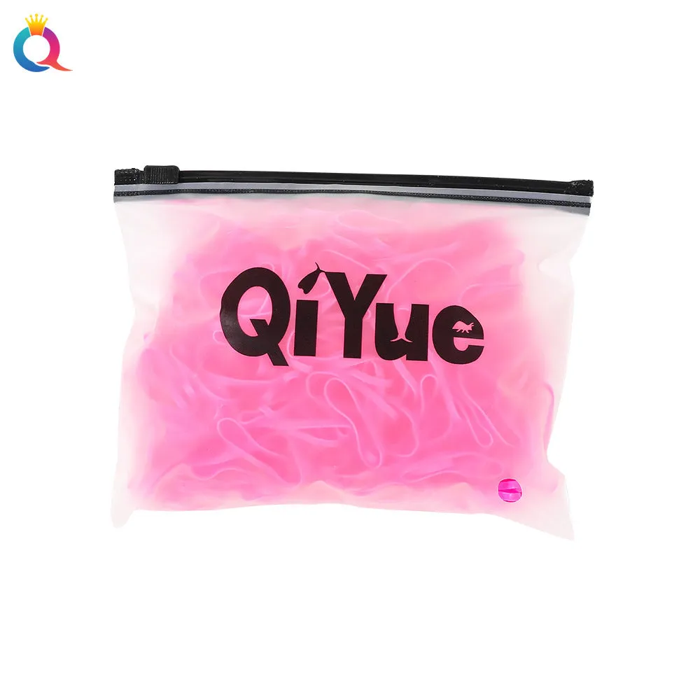 Children's disposable hair rubber bands 1000pcs strong pull cartoon design assorted colours deep coffee glittering powder grass green
