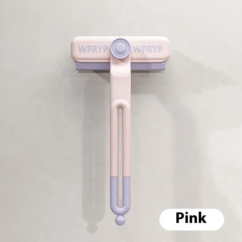 Plastic corner floor cleaning brush with clip for bathroom and toilet use in white and green colour