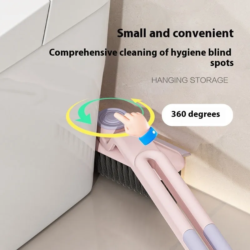 Plastic corner floor cleaning brush with clip for bathroom and toilet use in white and green colour